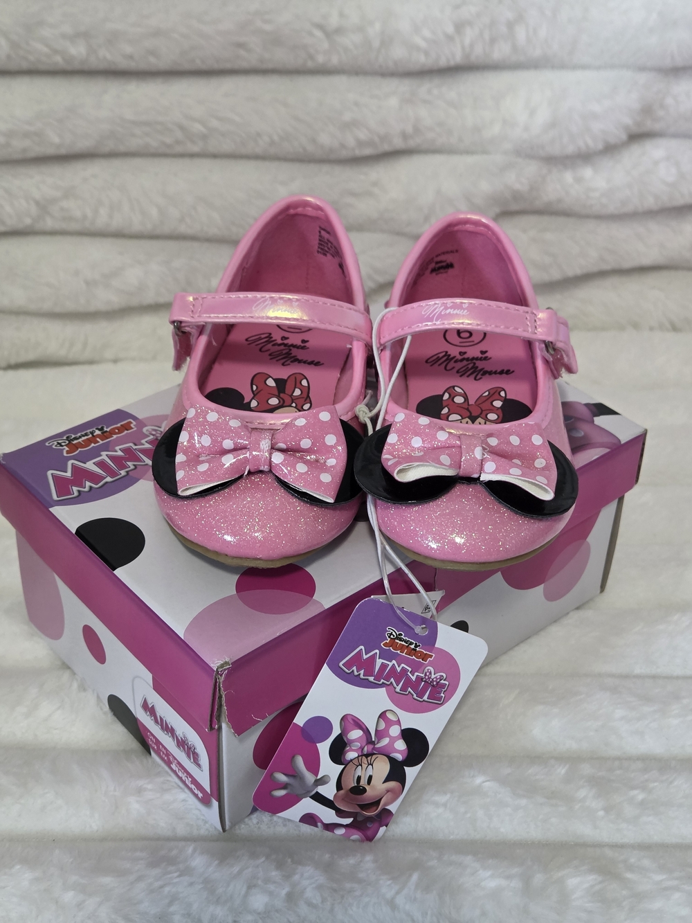 Disney Pink Minnie Glitter Mary Jane Shoes for Kids
